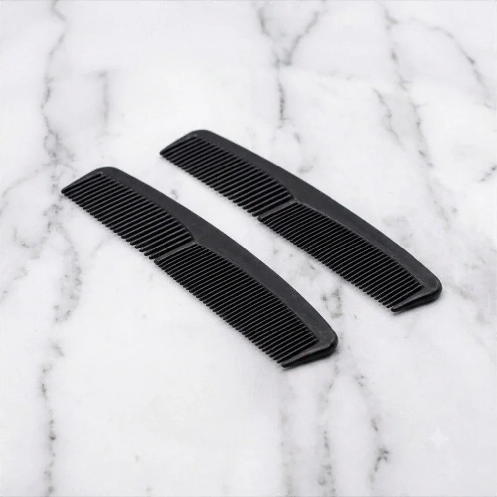 2 Pack Black Pocket Combs Unisex Fine Medium Tooth Hair Styling Grooming Lot